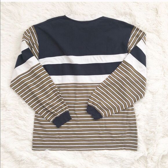 Guess Vintage 80s Striped Longsleeve Tee Logo Embroidered Stitch Spellout S/M - Picture 7 of 8